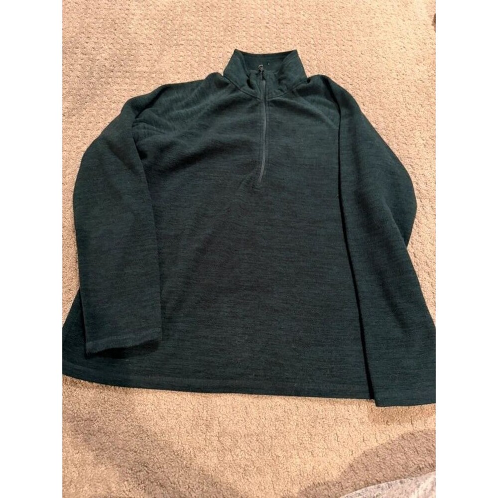Eddie Bauer Green Heathered Quarter Zip Fleece Pullover Size Large